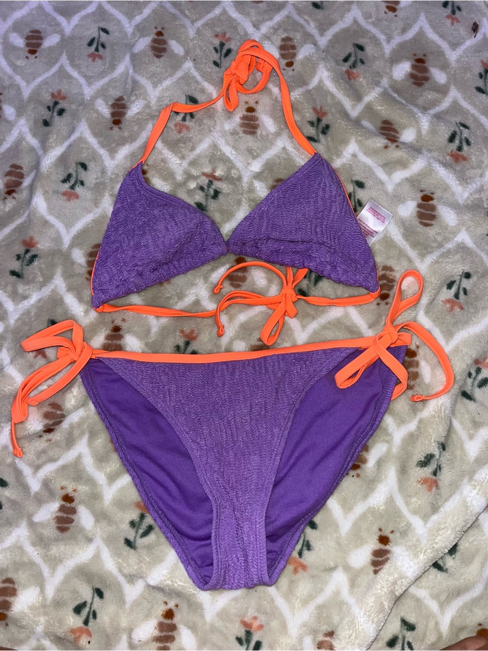 Purple & Orange Tie-Side Bikini - Classic Triangle Top
